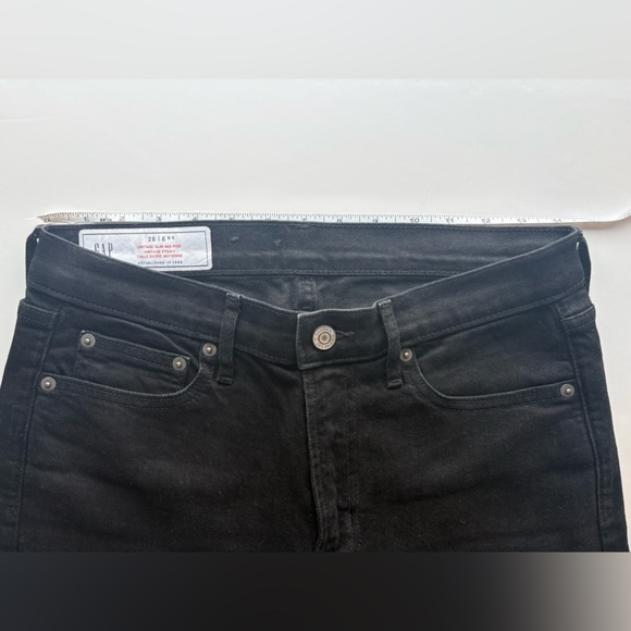 Gap Vintage Slim Mid Rise Black Jeans Size 28 Raw Hem - Picture 6 of 9